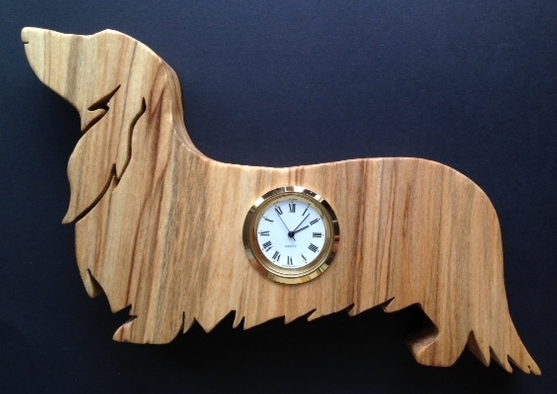 long haired dachshund Clock